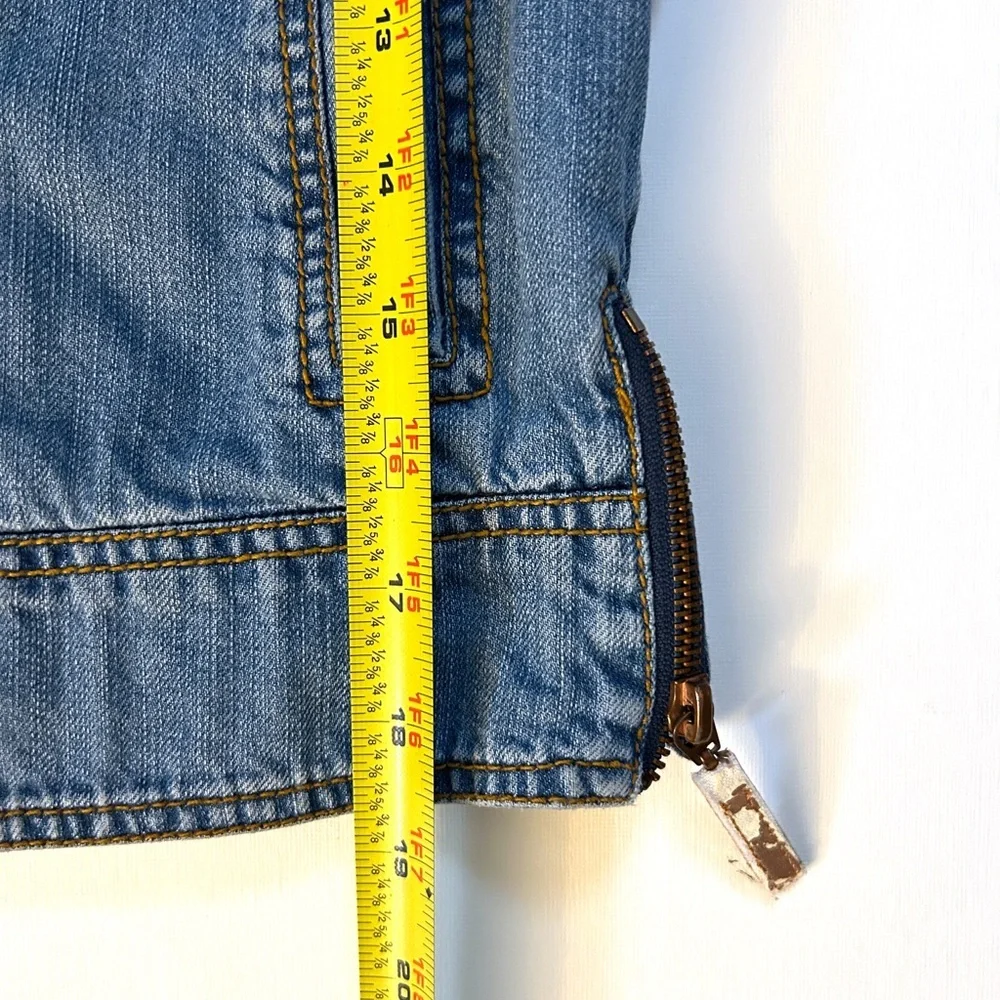 Workers for Freedom Cropped Denim Moto Jacket Y2K Indie Sleaze Size 4